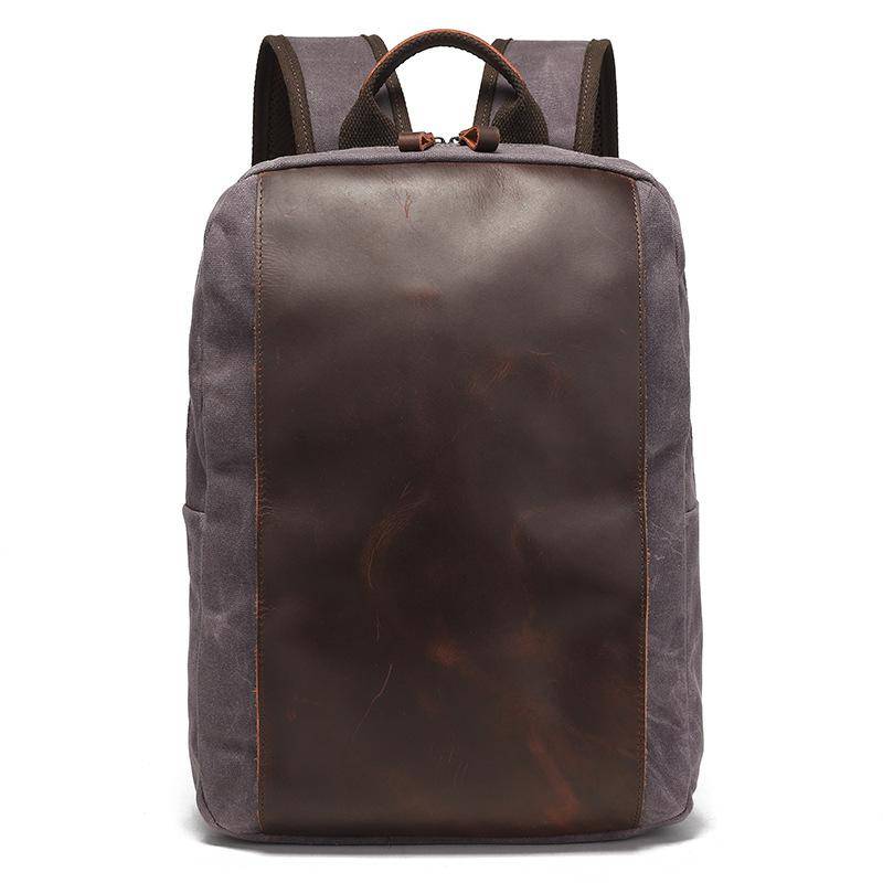 Rucksack Herren- und Damenrucksäcke Outdoor-Sport-Reisetasche Gewachste Leinwand Wasserdichte Reise-Computertasche graue von Joom DACH