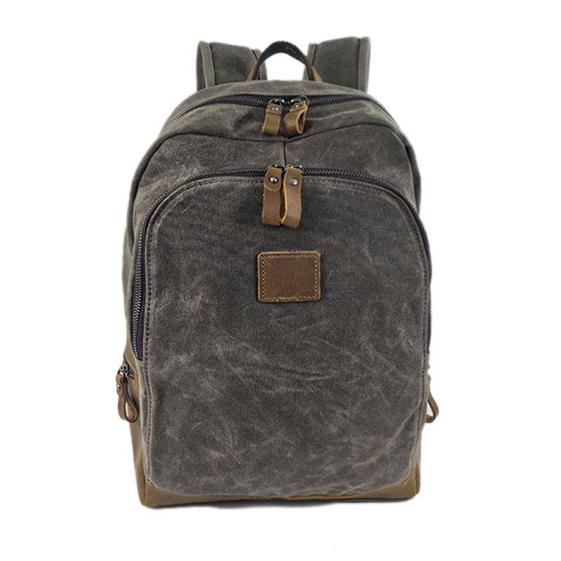 Rucksack Herren- und Damenrucksäcke Outdoor-Sport-Reisetasche Gewachste Leinwand Wasserdichte Reise-Computertasche graue von Joom DACH