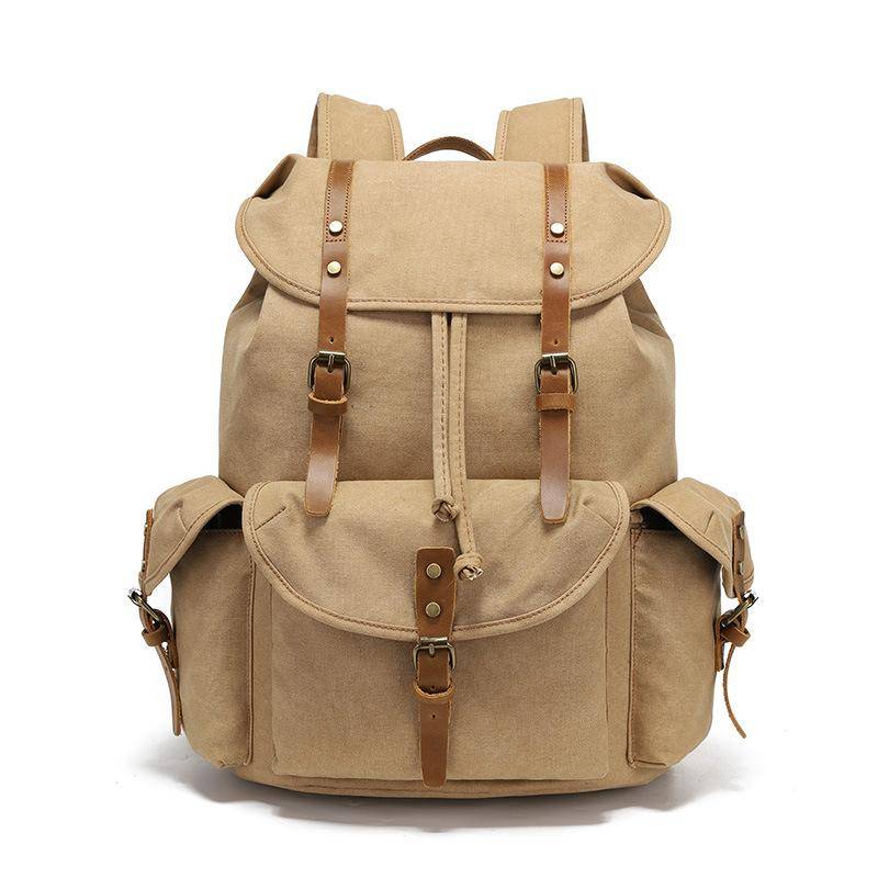 Rucksack Herren- und Damenrucksäcke Outdoor-Sport-Reisetasche Gewachste Leinwand Wasserdichte Reise-Computertasche khaki von Joom DACH
