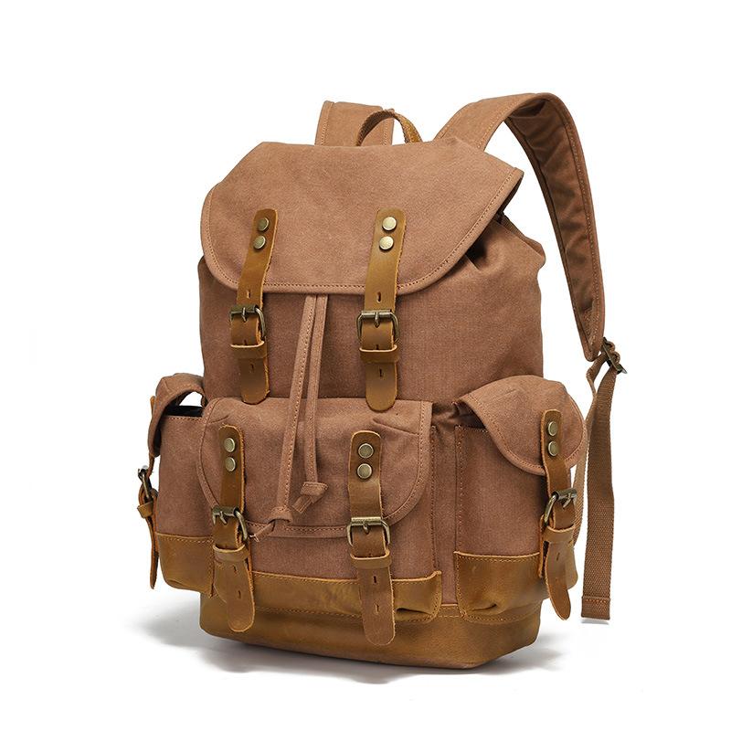 Rucksack Herren- und Damenrucksäcke Outdoor-Sport-Reisetasche Gewachste Leinwand Wasserdichte Reise-Computertasche von Joom DACH