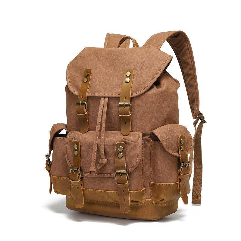 Rucksack Herren- und Damenrucksäcke Outdoor-Sport-Reisetasche Gewachste Leinwand Wasserdichte Reise-Computertasche von Joom DACH