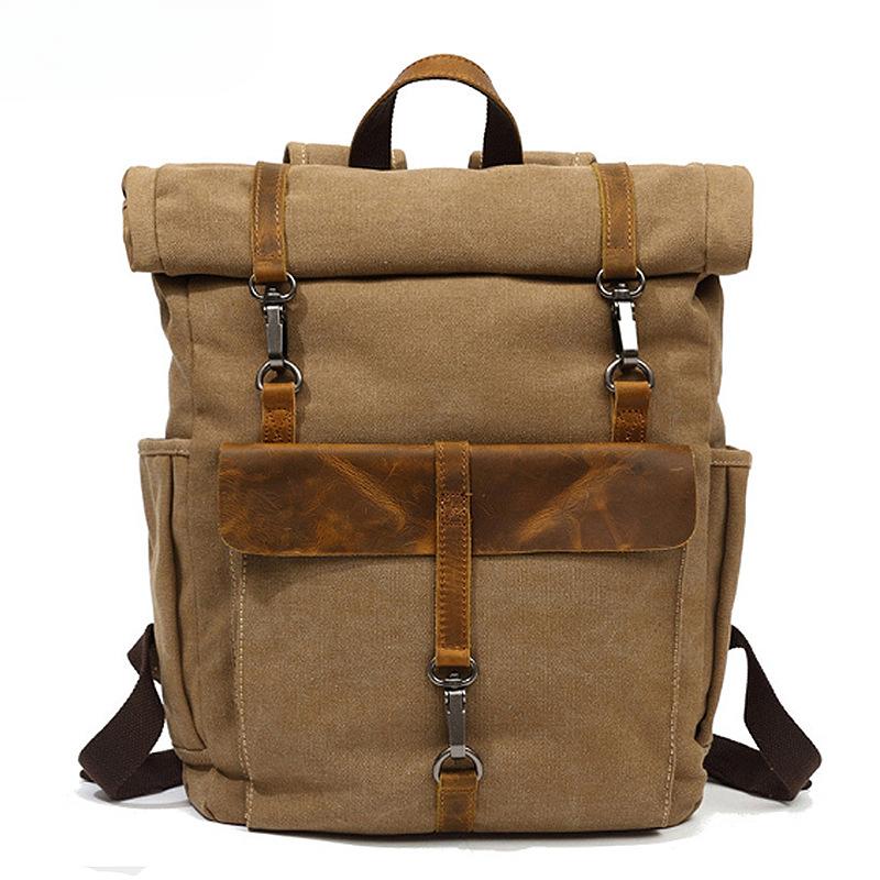 Rucksack Männer Retro Schulter Computer Tasche Student Schultasche Outdoor Wear Resistant Reisetasche khaki von Joom DACH