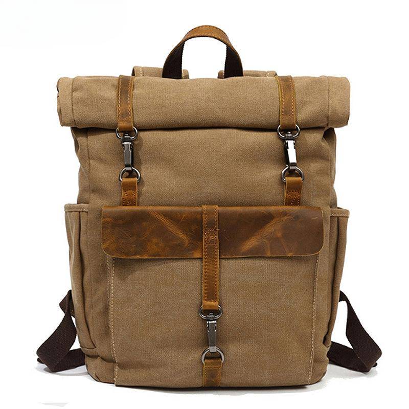 Rucksack Männer Retro Schulter Computer Tasche Student Schultasche Outdoor Wear Resistant Reisetasche khaki von Joom DACH