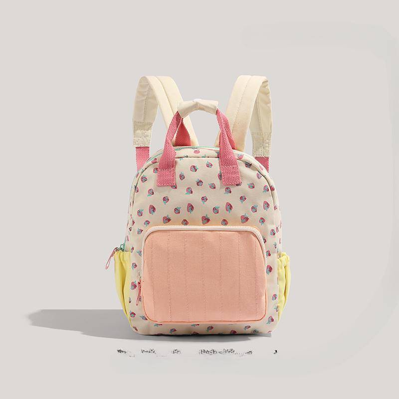 Rucksack mit Erdbeerdruck, Dopamin-Canvas, Kontrast-Schultasche, süßer Kinder-/Mädchen-Rucksack von Joom DACH