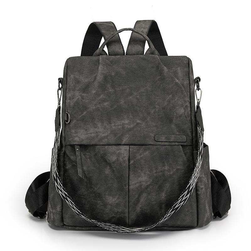 Rucksäcke für Damen, Koreanischer Stil, Modisch und Vielseitig, Schulrucksäcke mit großem Fassungsvermögen aus weichem Leder, Reise-PU-Taschen schwarz von Joom DACH