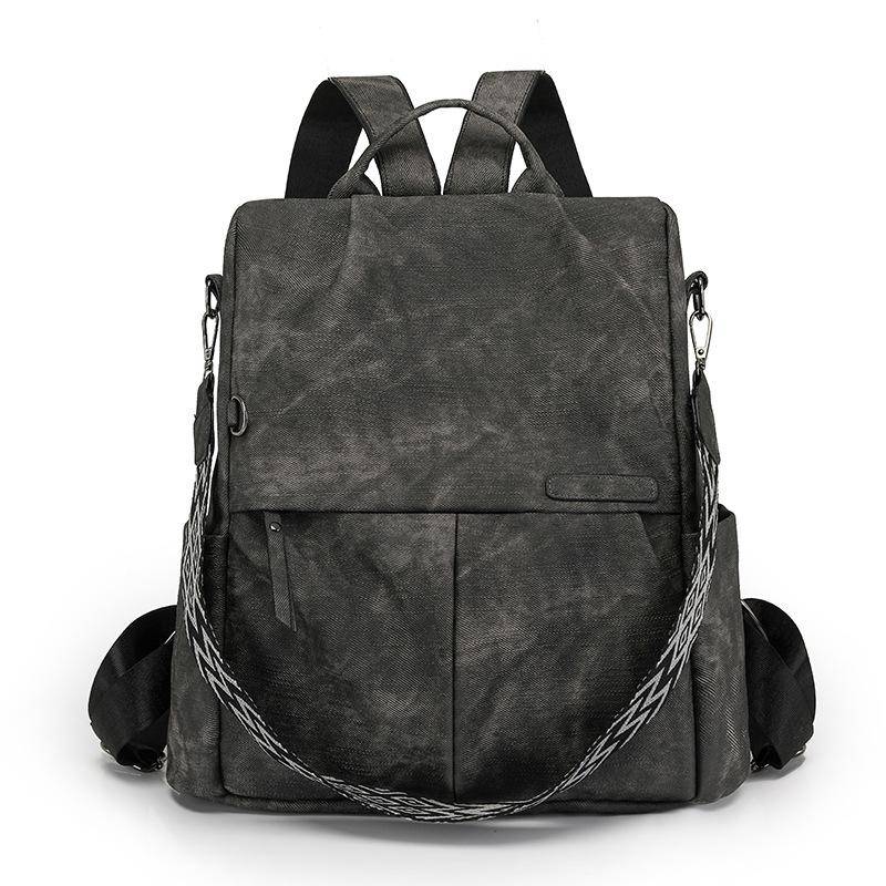 Rucksäcke für Damen, Koreanischer Stil, Modisch und Vielseitig, Schulrucksäcke mit großem Fassungsvermögen aus weichem Leder, Reise-PU-Taschen schwarz von Joom DACH