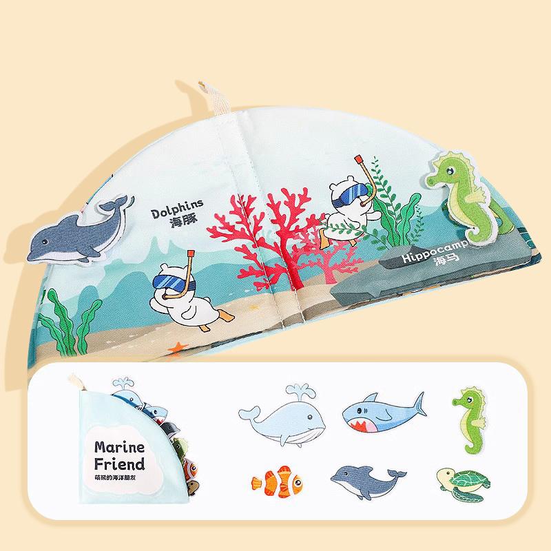 Ruhiges Buch aus Reißtuch für Mädchen und Jungen, waschbares Montessori-Beschäftigungsbrett für Babys, waschbares Knisterbuch für Kinder von Joom DACH