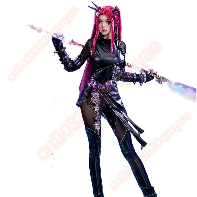 Rumi Kpop Dämonenjäger Cosplay Schwarze Lederjacke Kostüm mit Schwert für Frauen Kinder - Fantasy Halloween Karnevalsparty Outfit KIDS 110 von Joom DACH