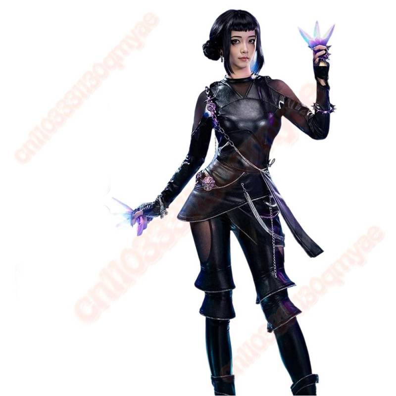 Rumi Kpop Dämonenjäger Cosplay Schwarze Lederjacke Kostüm mit Schwert für Frauen Kinder - Fantasy Halloween Karnevalsparty Outfit KIDS 120 von Joom DACH