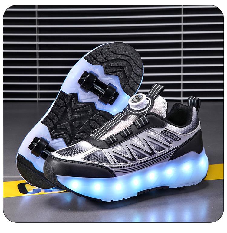 Runaway Schuhe Kinder 6-12 Jahre alt Damen Allrad Abnehmbare Kinder Rollschuhe Jungen USB Aufladbare Leuchtende Deformierte Schuhe 40 von Joom DACH