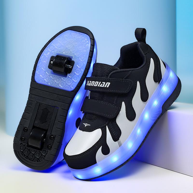 Runaway Schuhe Studenten Jungen Mädchen Erwachsene Rollschuhe LED Lade Licht Schuhe mit Rädern 42 von Joom DACH