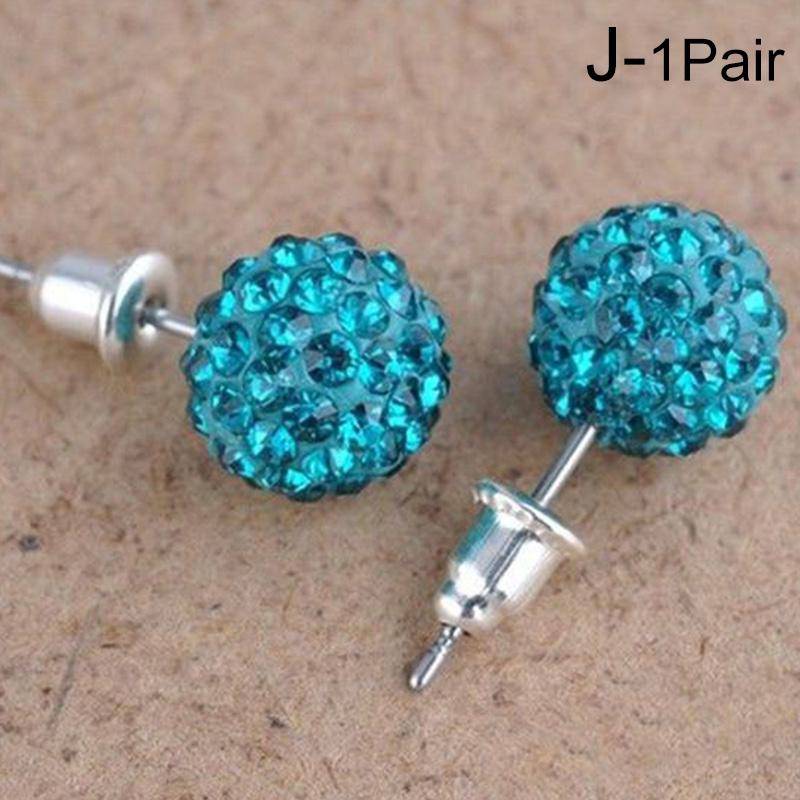 Runde Ohrringe für Damen, Kristall-Ohrstecker, Ohrstecker, Schmuck, bunte Kugel-Ohrstecker von Joom DACH