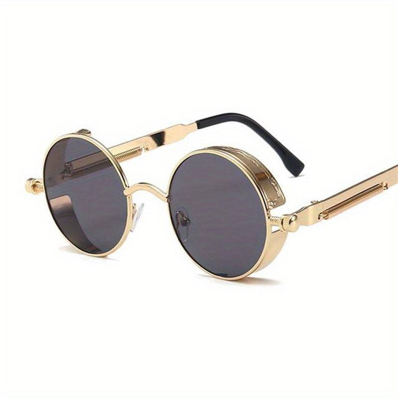 Runde Steampunk-Sonnenbrille im Vintage-Stil für Damen und Herren, Kreis-Gothic-Brille, Retro-Metallrahmen, Party- und Autofahrbrille von Joom DACH