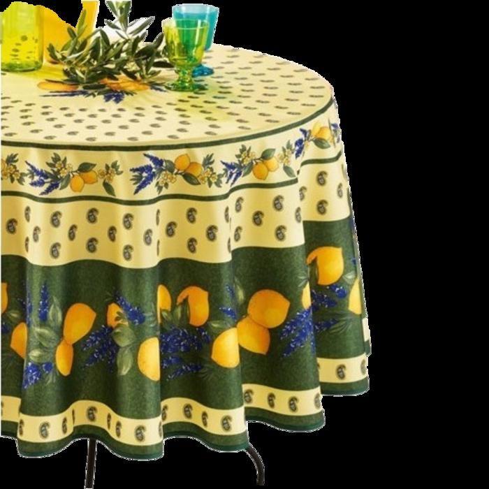 Runde Tischdecke – Provençal – Zitrone – 100 % Polyester – schmutzabweisend – maschinenwaschbar von Joom DACH