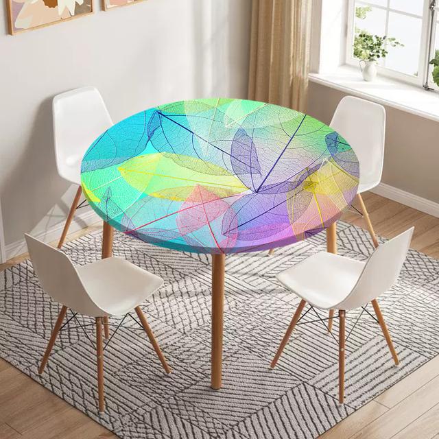 Runde Tischdecke mit Skelett-Blättern, wasserfest, Esstisch-Dekoration, Zubehör, klassisches Muster, Tischdecke, Küchendekoration diameter 80cm von Joom DACH