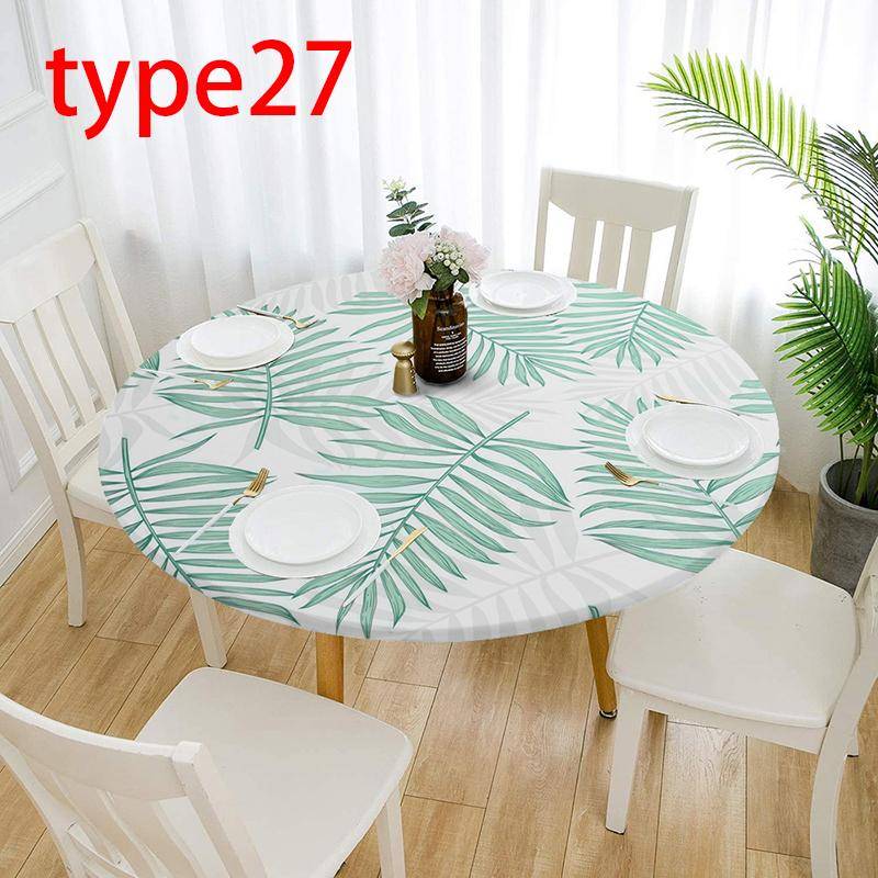 Runde elastische Tischdecke mit klassischem Muster für Zuhause, Küche, wasserdicht, rutschfest 120cm von Joom DACH