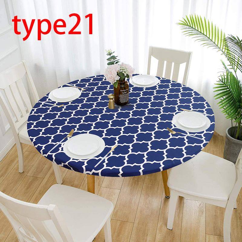 Runde elastische Tischdecke mit klassischem Muster für Zuhause, Küche, wasserdicht, rutschfest 80cm von Joom DACH