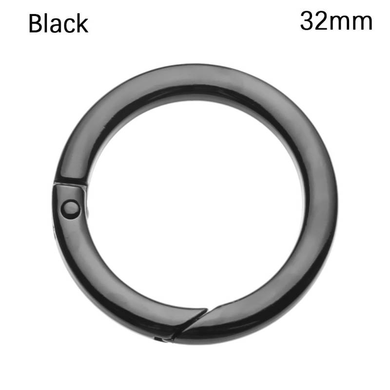Runder Druckauslöser Karabinerhaken Clip Geldbörsen Handtaschen Feder O-Ring Schnallen Tasche Gürtelschnalle 32mm schwarz von Joom DACH