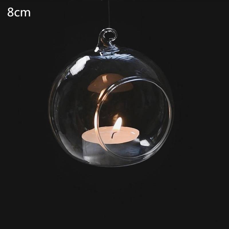 Runder Luftblasen-Teelichthalter aus klarem Glas zum Aufhängen im Terrarium 8cm von Joom DACH