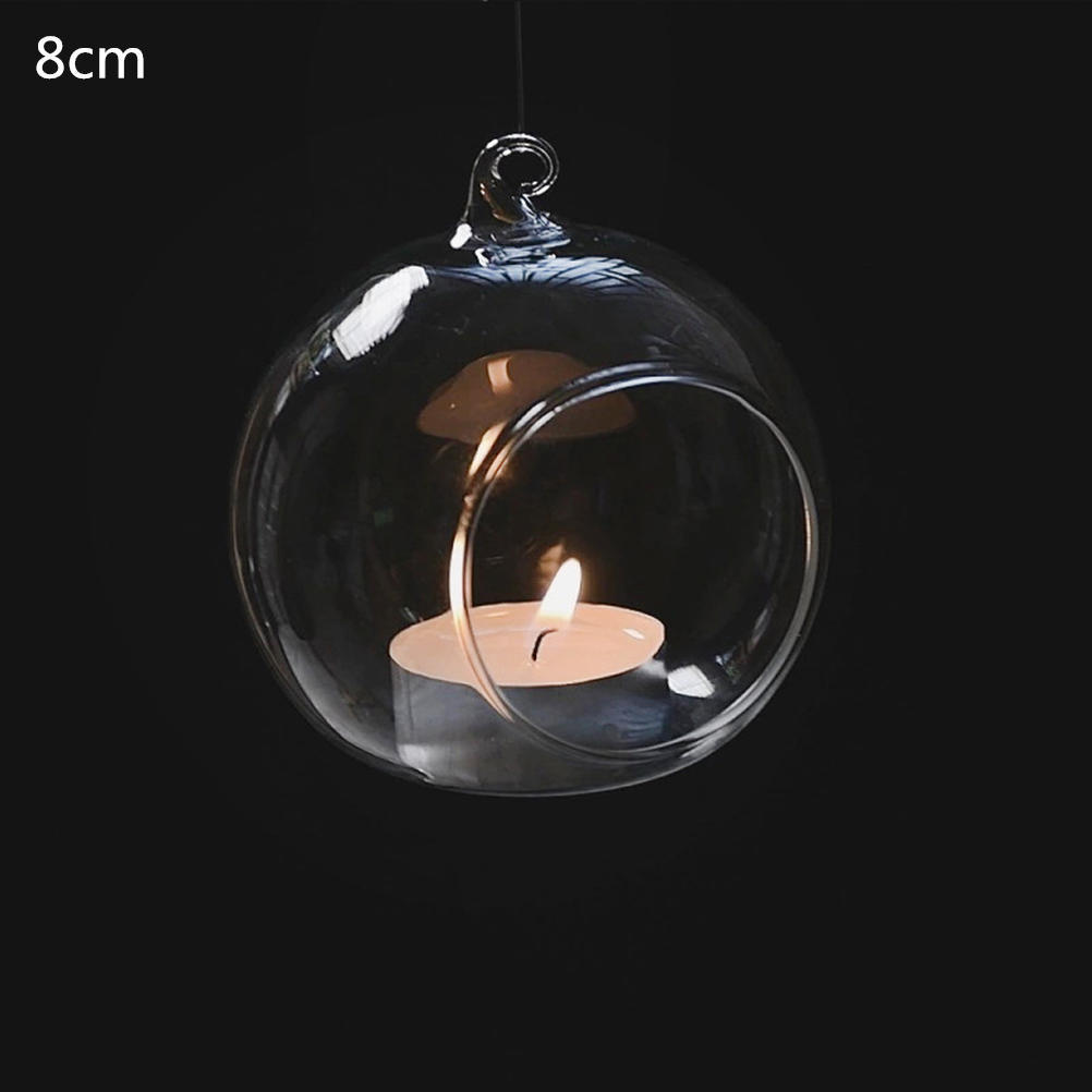 Runder Luftblasen-Teelichthalter aus klarem Glas zum Aufhängen im Terrarium 8cm von Joom DACH