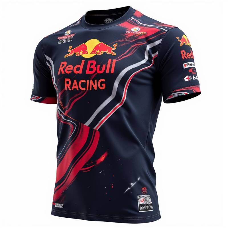 Rundhals 3D Red Bull Racing Aufdruck Top Lässige Kurzarm Herren T-Shirts - Weicher Mittlerer Stretch Polyester Stoff Sommer Relaxed Fit Kleidung M von Joom DACH