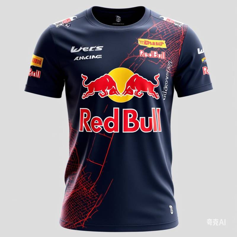 Rundhals 3D Red Bull Racing Aufdruck Top Lässige Kurzarm Herren T-Shirts - Weicher Mittlerer Stretch Polyester Stoff Sommer Relaxed Fit Kleidung S von Joom DACH