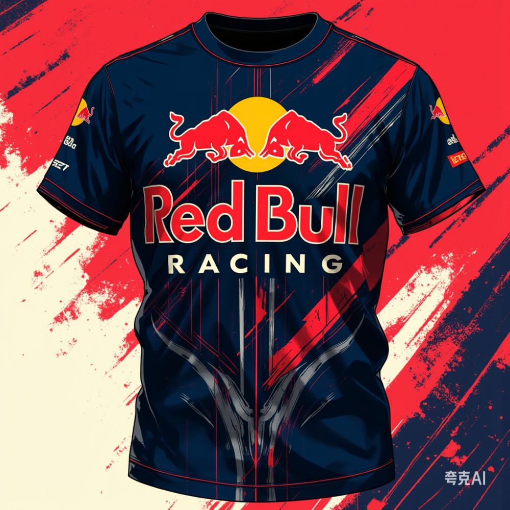Rundhals 3D Red Bull Racing Aufdruck Top Lässige Kurzarm Herren T-Shirts - Weicher Mittlerer Stretch Polyester Stoff Sommer Relaxed Fit Kleidung XL von Joom DACH