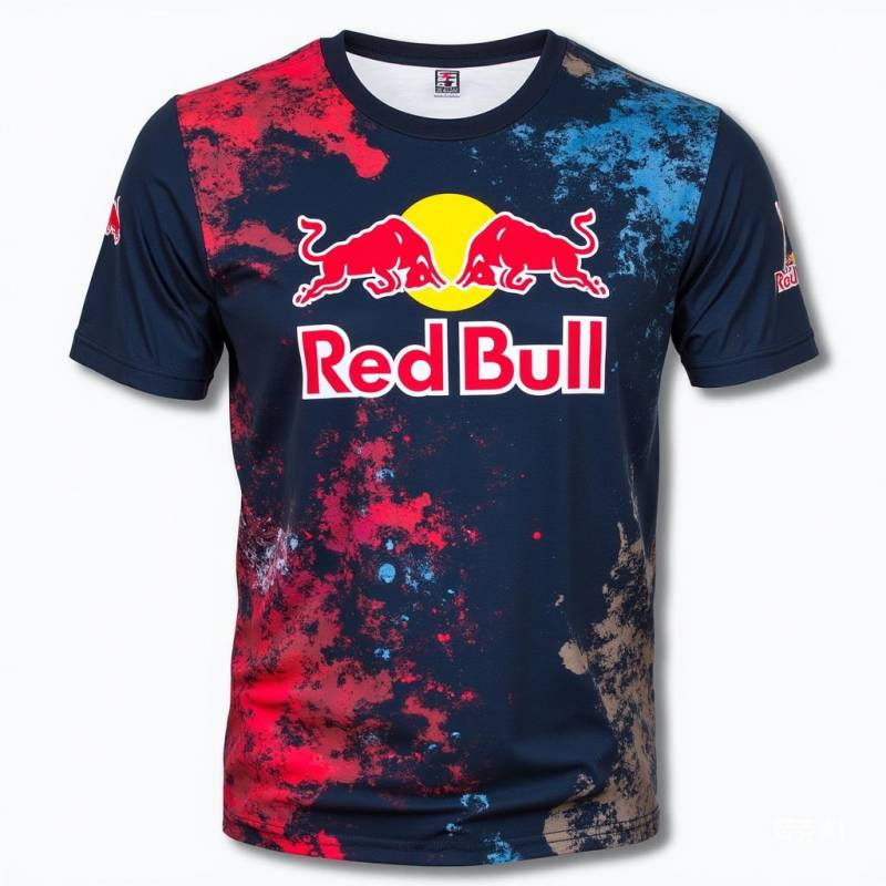 Rundhals 3D Red Bull Racing Aufdruck Top Lässige Kurzarm Herren T-Shirts - Weicher Mittlerer Stretch Polyester Stoff Sommer Relaxed Fit Kleidung XXL von Joom DACH