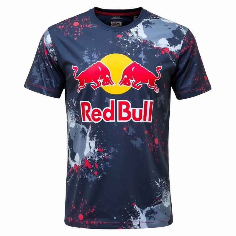 Rundhals 3D Red Bull Racing Aufdruck Top Lässige Kurzarm Herren T-Shirts - Weicher Mittlerer Stretch Polyester Stoff Sommer Relaxed Fit Kleidung XXL von Joom DACH