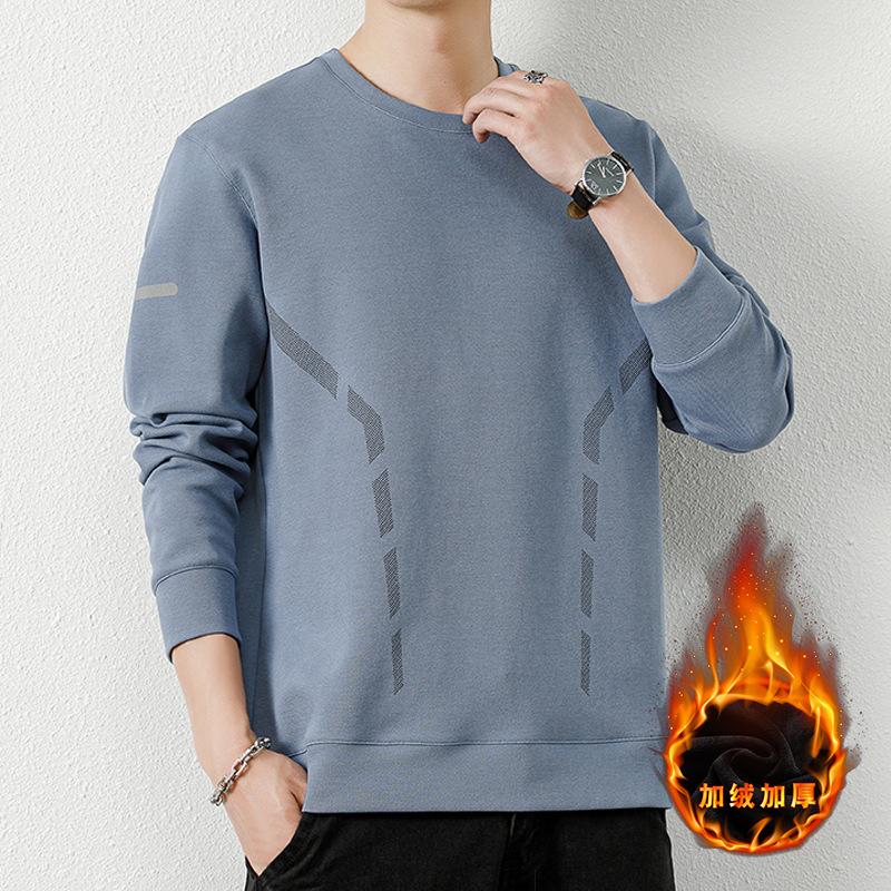 Rundhals-Kapuzenpullover für Herren, Frühling und Herbst, Winter, langärmeliges T-Shirt für Väter mittleren Alters und ältere Menschen, Herbstkleidung, alle lässigen Basishemden für Herren 5XL von Joom DACH