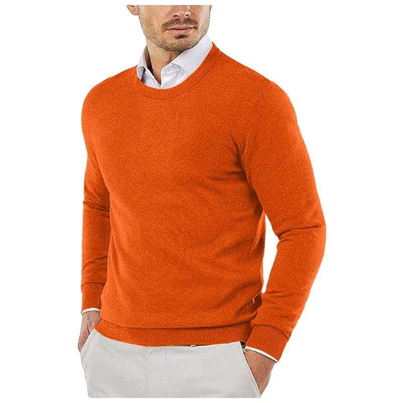 Rundhalspullover Strickpullover Einfarbig Lässiger Langarmpullover Pullover Wollpullover Herren XL safrangelb von Joom DACH