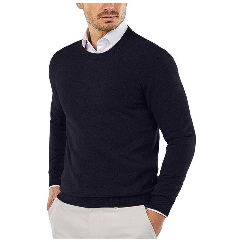 Rundhalspullover Strickpullover Einfarbig Lässiger Langarmpullover Pullover Wollpullover Herren XL von Joom DACH
