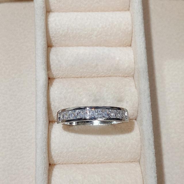 Rundraw Mode-Ehering-Set für Frauen, schillerndes quadratisches Zirkonia-Luxus-Damen-Accessoire-Set, trendiger, zarter Brautschmuck 8 von Joom DACH