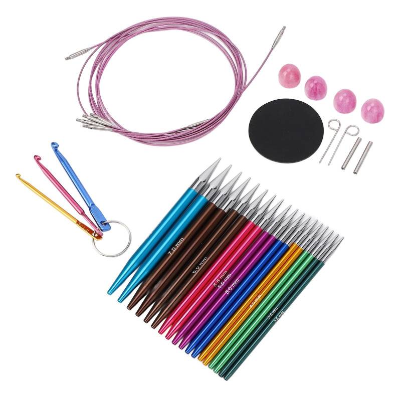 Rundstricknadeln Set Austauschbare Häkelnadeln Strickwerkzeug mit Aufbewahrungsetui 3.5 von Joom DACH