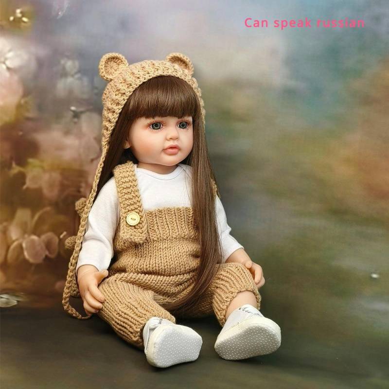 Russisch sprechende Reborn-Kleinkindpuppe Betty, Vollvinylkörper, Babypuppe, 22 Zoll, 55 cm, sprechende Bebe-Neugeborenenpuppe, Säuglingsbettzeit-Begleitspielzeug, Kindergeschenke full silicone girl von Joom DACH