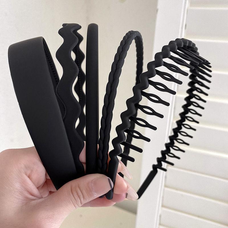 Rutschfeste Haarbänder für Frauen und Männer, einfaches Stirnband mit Lünette, zum Waschen von Haaren, Ponyhalter, Gesichtsmaske, Haarreifen, Haarband, Haar-Accessoires schwarz von Joom DACH