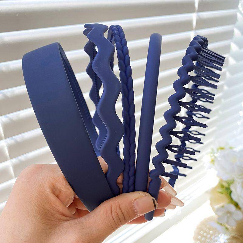 Rutschfeste Haarbänder für Frauen und Männer, einfaches Stirnband mit Lünette, zum Waschen von Haaren, Ponyhalter, Gesichtsmaske, Haarreifen, Haarband, Haar-Accessoires navy blau von Joom DACH