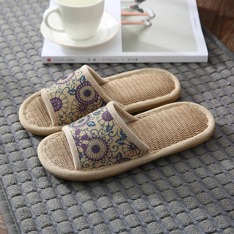 Rutschfeste Leinen-Hausschuhe für Paare für alle Jahreszeiten - Verschleißfeste Innenschuhe für Männer und Frauen 39-40 (fits 38-39) violett von Joom DACH