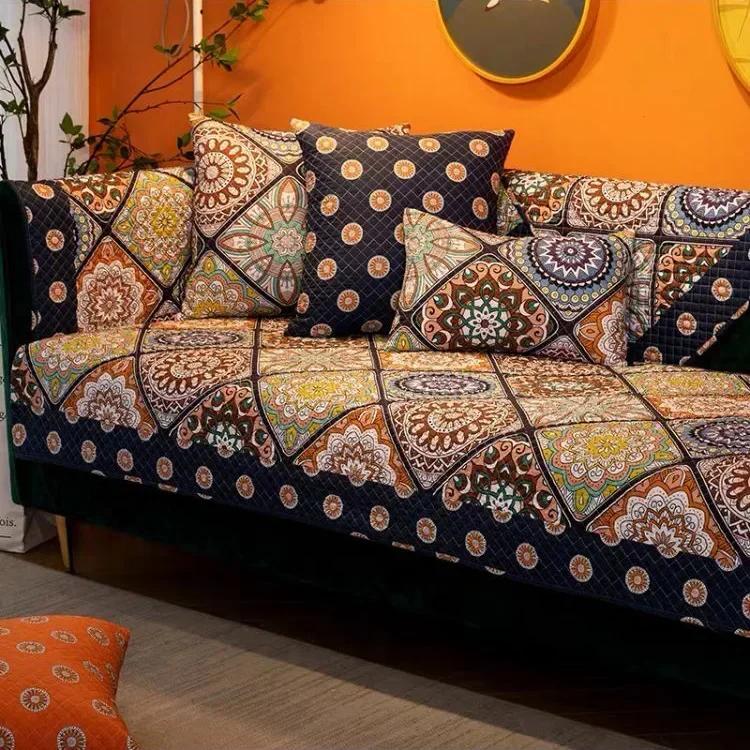 Rutschfeste Sofakissen Rückenlehne Handtuch Kariertes Patchworkmuster Sofa Handtuch Ländlicher Stil Reine Baumwolle Sofabezüge 120x180cm 1pcs von Joom DACH