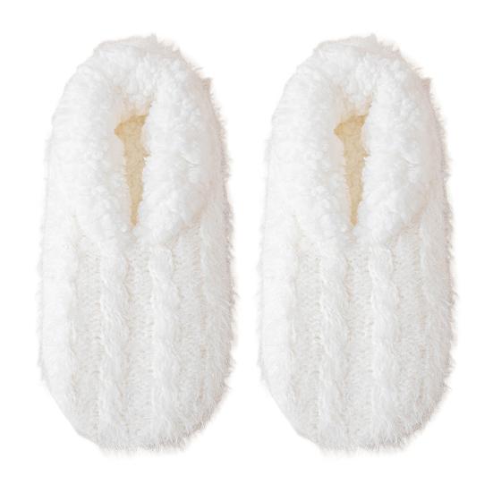 Rutschfeste flauschige Socken für Damen Winter Warme flauschige Hausschuhe mit Grippern Verdicktes Plüsch weiß von Joom DACH