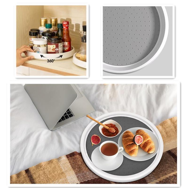 Rutschfester Lazy Susan Drehteller-Ausstellungsständer, drehbarer Gewürzregal-Organizer für Schränke, Vorratskammern, Arbeitsplatten und Kühlschränke Single layer Small weiß/grau Rutschfester Lazy Susan Drehteller-Ausstellungsständer, drehbarer Gewürzregal-Organizer für Schränke, Vorratskammern, Arbeitsplatten und Kühlschränke Single layer Small weiß/grau von Joom DACH