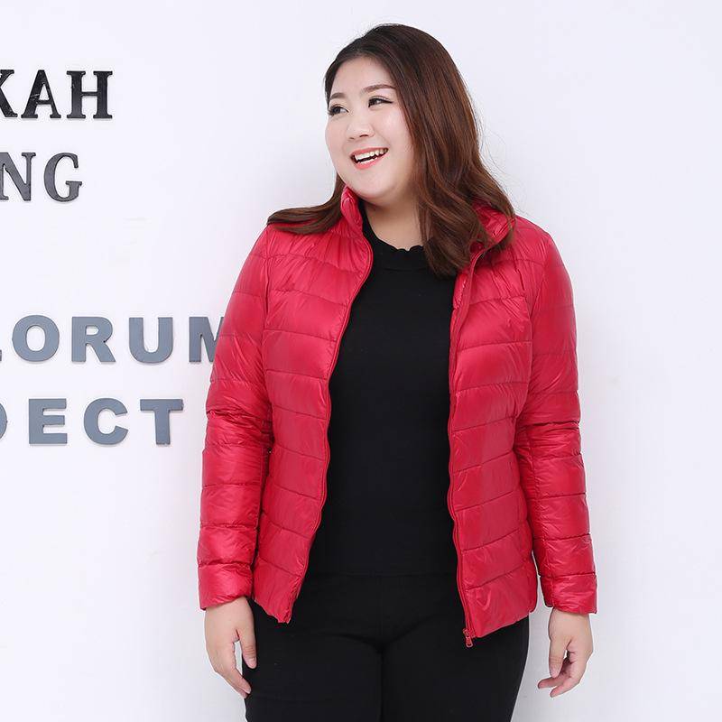 S/7XL Plus Size Leichte Daunenjacke Dünne Daunenjacke Damen Herbst Winter Schlank Kurz Warm Weiß Entendaunenmantel 7XL rot von Joom DACH