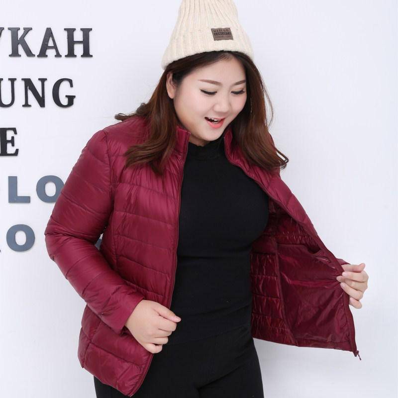S/7XL Plus Size Leichte Daunenjacke Dünne Daunenjacke Damen Herbst Winter Schlank Kurz Warm Weiß Entendaunenmantel 7XL von Joom DACH