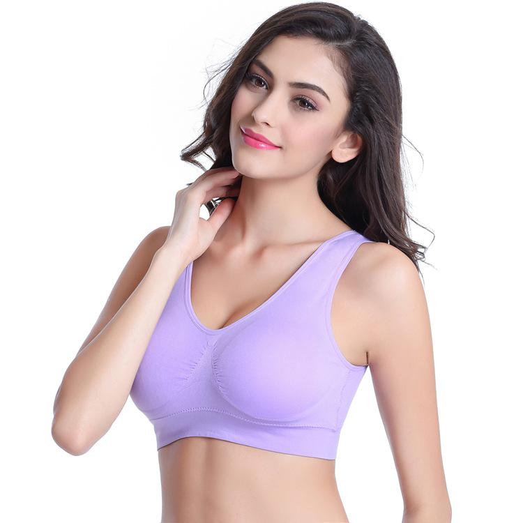S-6XL Frauen Sport-Bh Fitness Lauf Weste Gym Workout Unterwäsche Gepolsterte Crop Tops Weibliche Sportswear Büstenhalter Push-Up Bhs 4XL licht lila von Joom DACH
