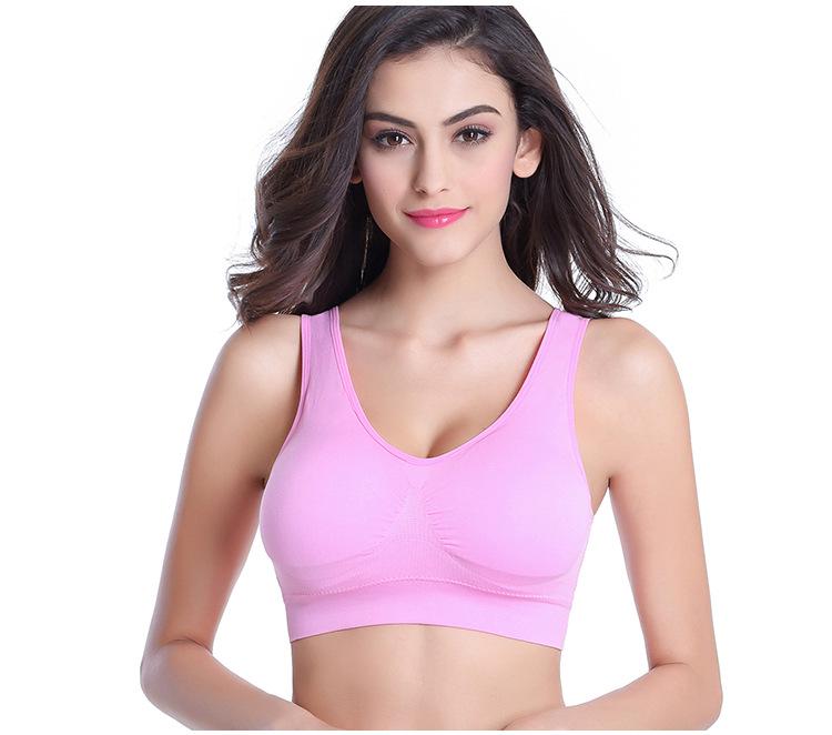 S-6XL Frauen Sport-Bh Fitness Lauf Weste Gym Workout Unterwäsche Gepolsterte Crop Tops Weibliche Sportswear Büstenhalter Push-Up Bhs 5XL rosa von Joom DACH