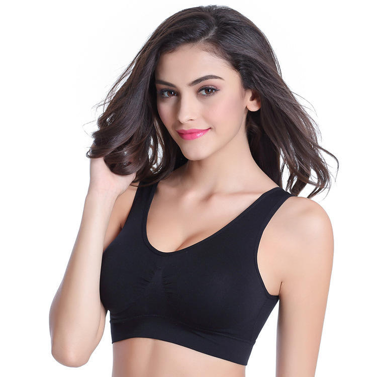 S-6XL Frauen Sport-Bh Fitness Lauf Weste Gym Workout Unterwäsche Gepolsterte Crop Tops Weibliche Sportswear Büstenhalter Push-Up Bhs 6XL schwarz von Joom DACH