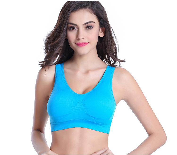 S-6XL Frauen Sport-Bh Fitness Lauf Weste Gym Workout Unterwäsche Gepolsterte Crop Tops Weibliche Sportswear Büstenhalter Push-Up Bhs 6XL blau von Joom DACH