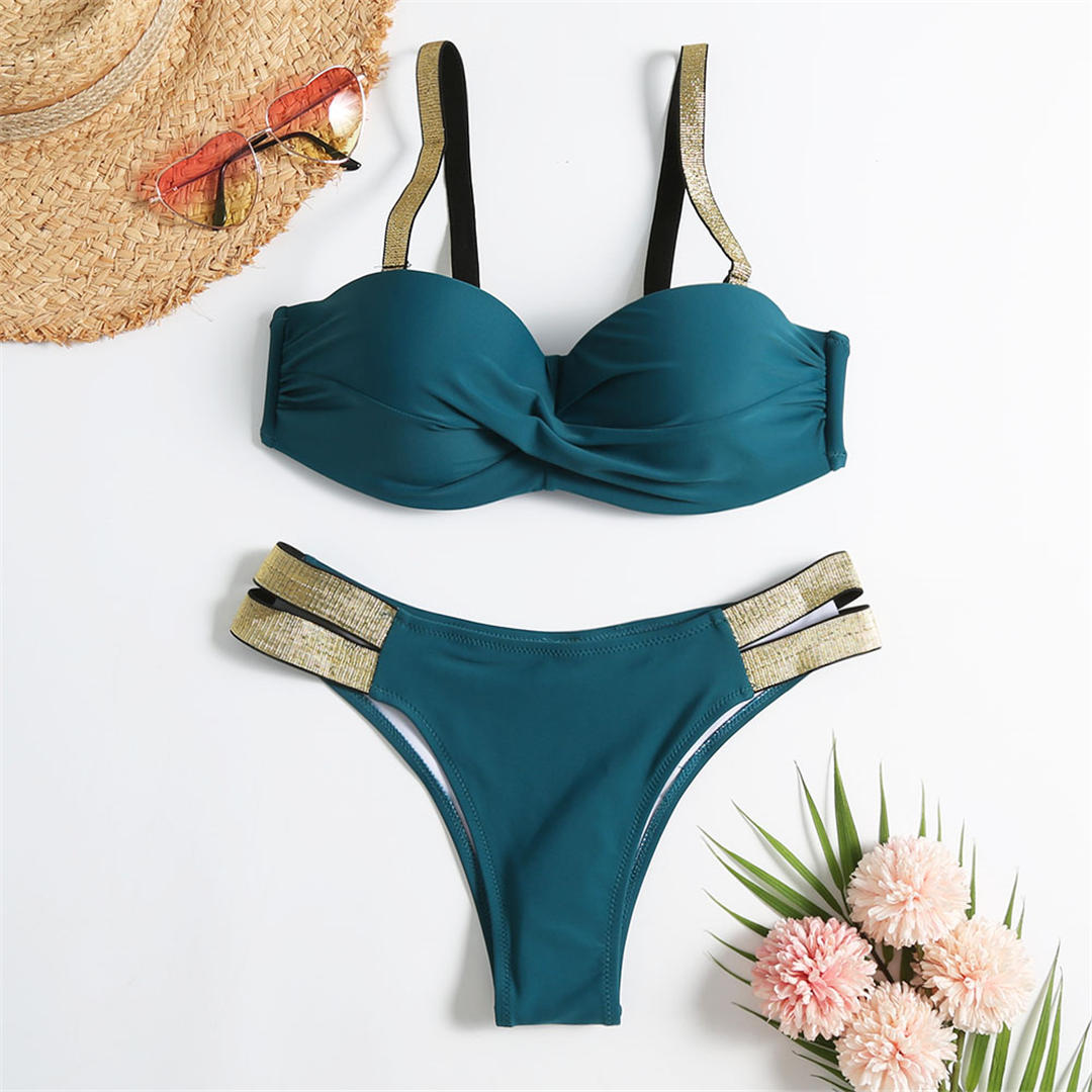 S - XL BH-Bikini Push-Up-Badeanzug Damen Bademode Damen Zweiteiliges Bikini-Set mit Körbchen-Badeanzug S von Joom DACH