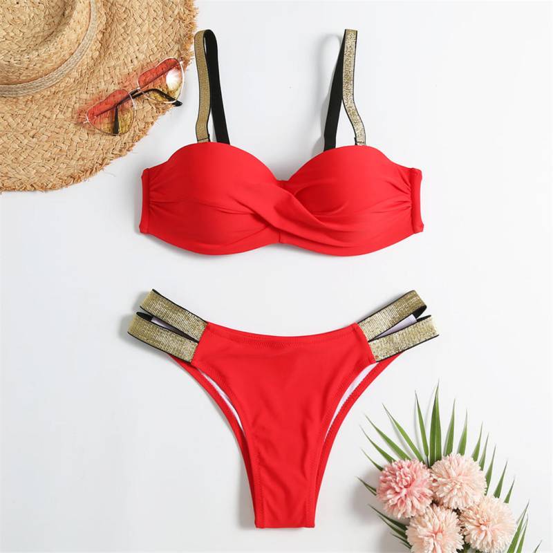 S - XL BH-Bikini Push-Up-Badeanzug Damen Bademode Damen Zweiteiliges Bikini-Set mit Körbchen-Badeanzug XL von Joom DACH