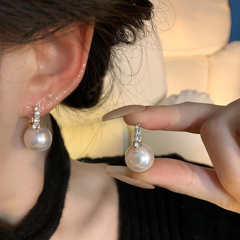 S925 Silber Barockperlen & Diamant Ohrstecker für Damen - Französischer Retro Leichter Luxus Stil weiß von Joom DACH